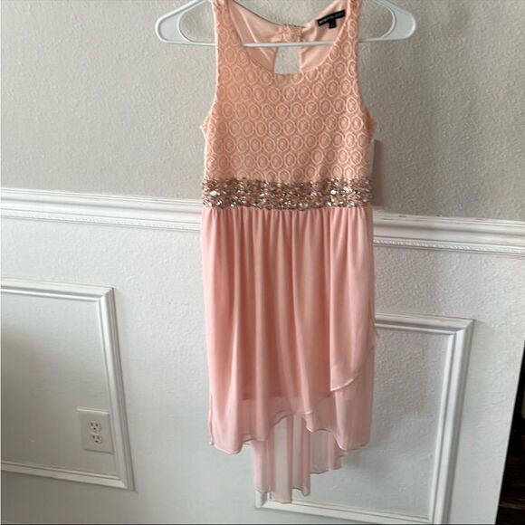 My Michelle Pink High-Low A-Line Dress with Halter Neckline - Picture 1 of 8
